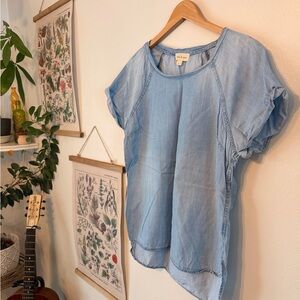 Anthropologie Cloth & Stone - Large - Sky Blue Short Sleeve Hi-lo Top